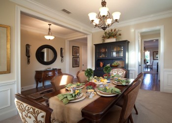 Wide angle of a dining room