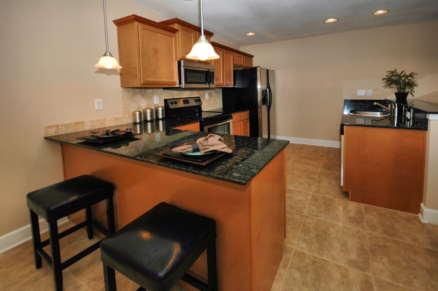 Wide angle of a kitchen